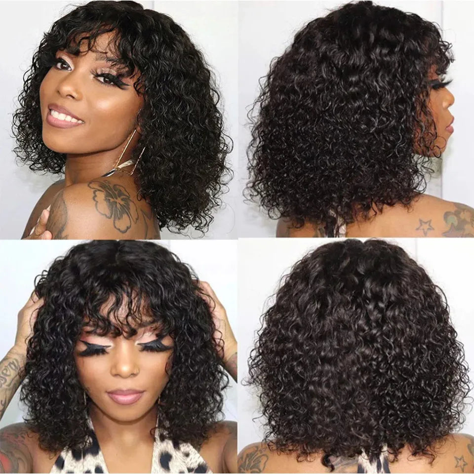 Jerry Short Pixie Bob Wig – Peruvian Human Hair, Honey Highlights
