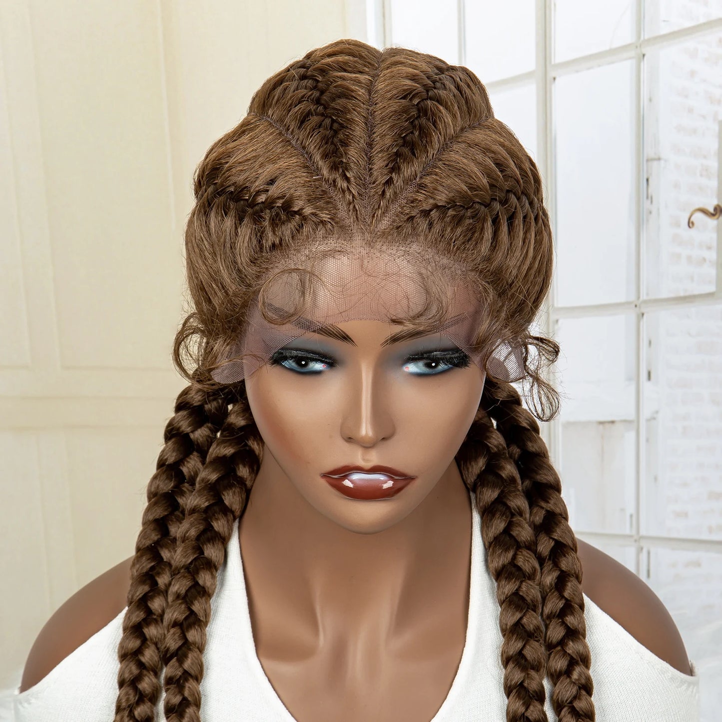 26” Synthetic Box Braids Wig – Lace Front with Baby Hair
