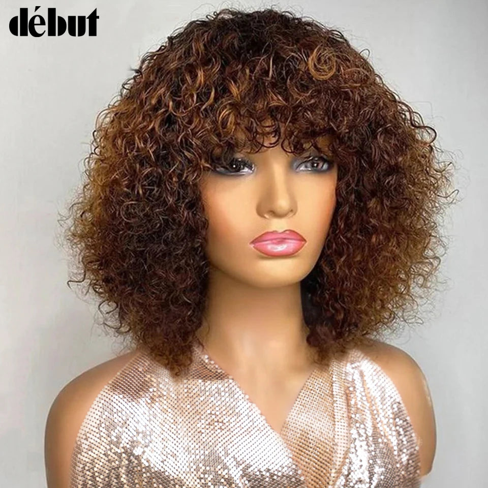 Jerry Short Pixie Bob Wig – Peruvian Human Hair, Honey Highlights
