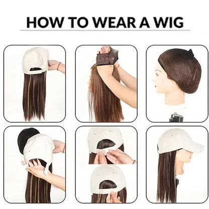 Black Duck Tongue Sponge Hat Wig – Long Straight Synthetic Hair