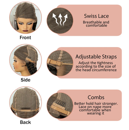 36” Cornrow Braided Full Lace Wig – Synthetic with Baby Hair