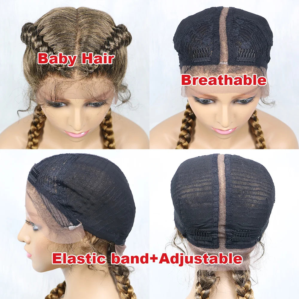 Synthetic Cornrow Braided Wig – Lace Front with Baby Hair
