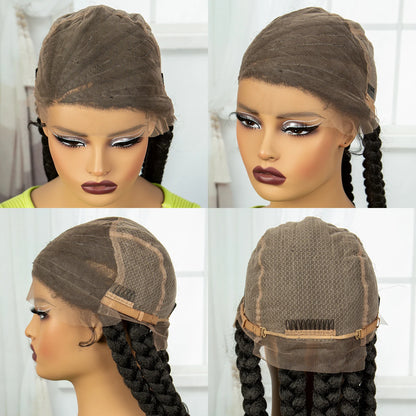 36” Cornrow Braided Full Lace Wig – Synthetic with Baby Hair