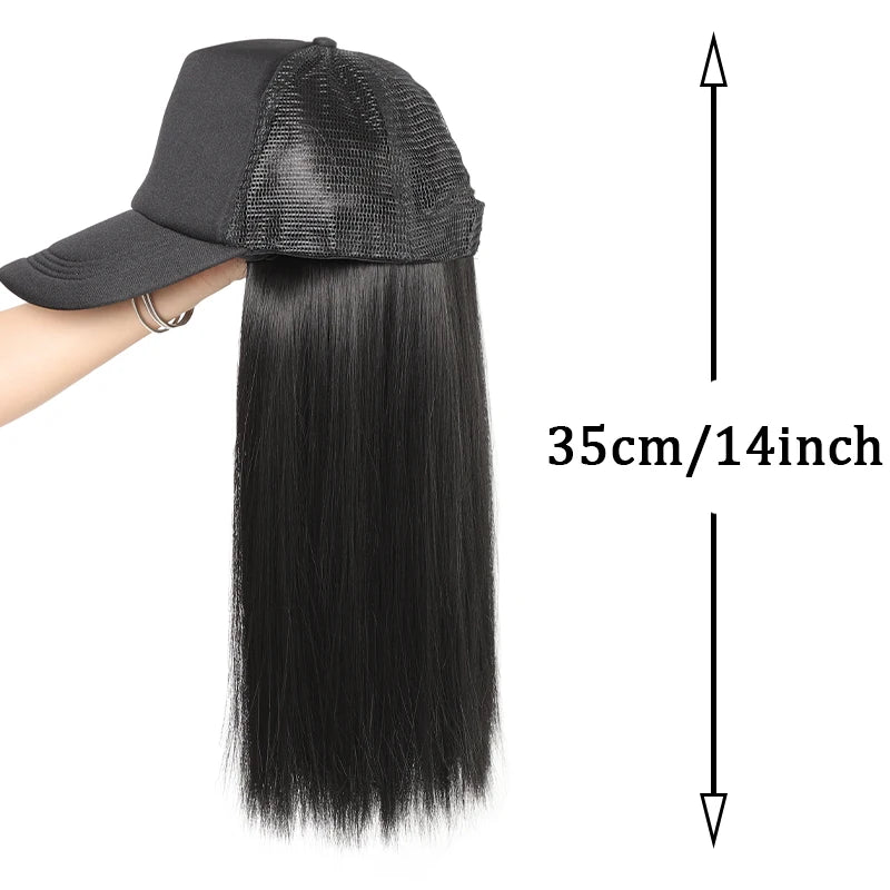 Black Duck Tongue Sponge Hat Wig – Long Straight Synthetic Hair