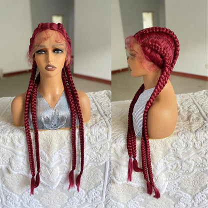 32” Synthetic 4-Twist Cornrow Braided Wig – Lace Front with Baby Hair
