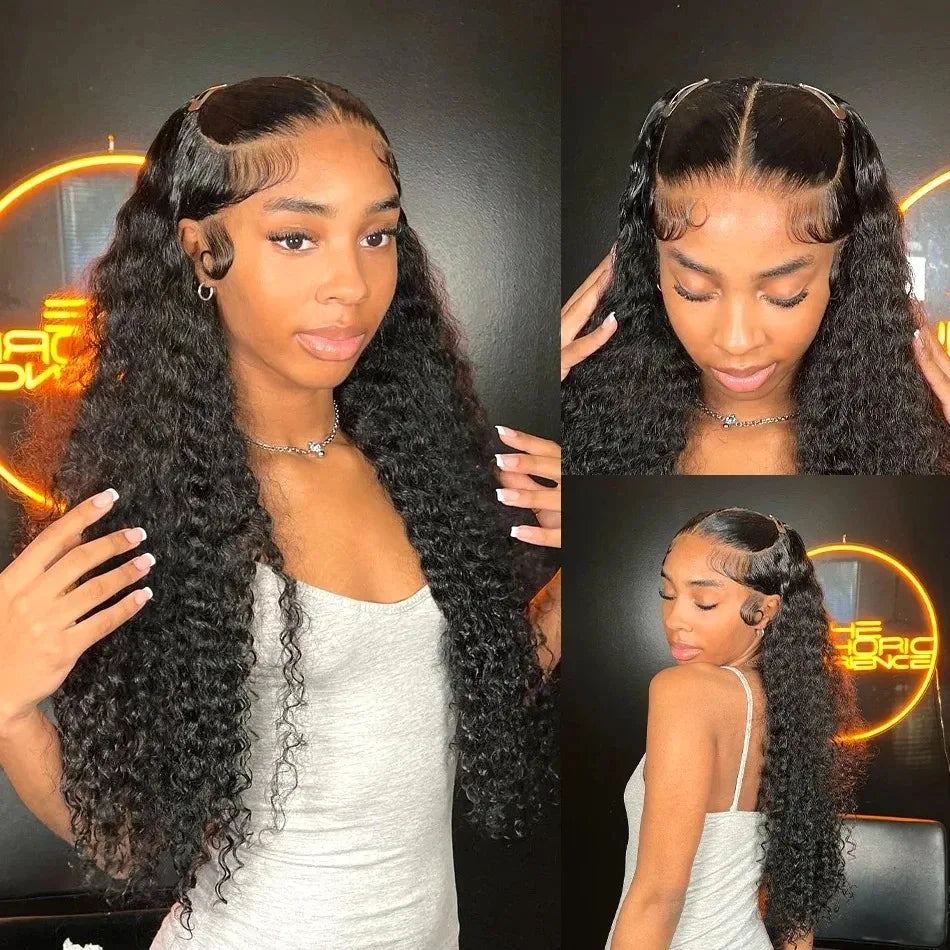 40” Deep Wave Glueless Wig – 13x4/13x6 HD Lace, Curly Human Hair