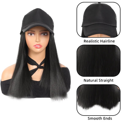 Black Duck Tongue Sponge Hat Wig – Long Straight Synthetic Hair