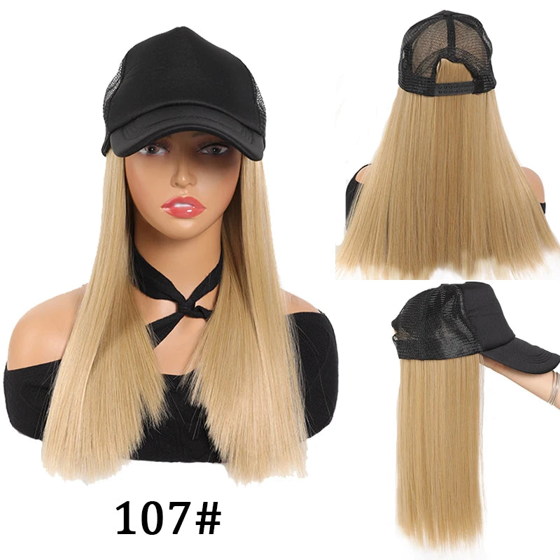 Black Duck Tongue Sponge Hat Wig – Long Straight Synthetic Hair