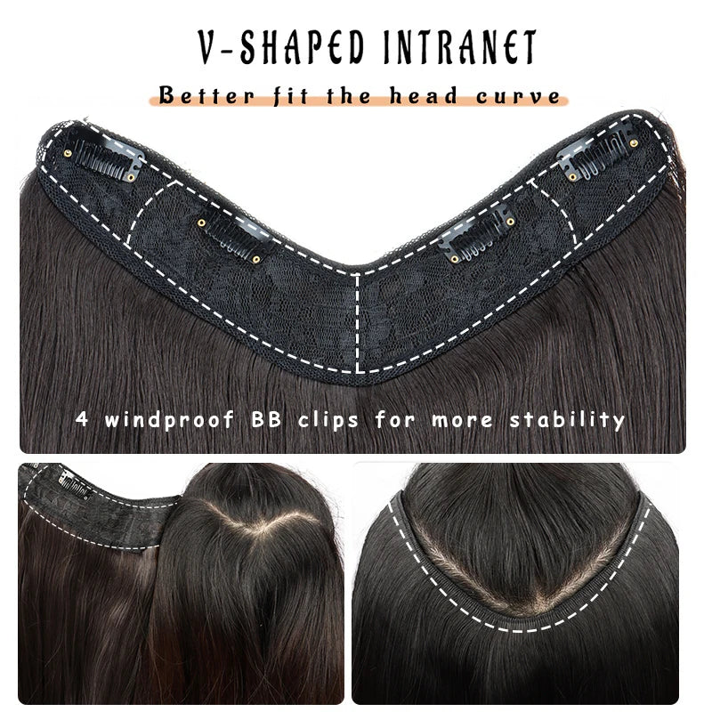 WIGSIN 22” V-Shaped Layered Clip-In Wig – Long Straight Synthetic Hair