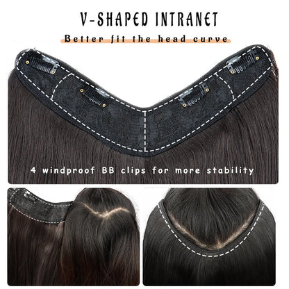 WIGSIN 22” V-Shaped Layered Clip-In Wig – Long Straight Synthetic Hair