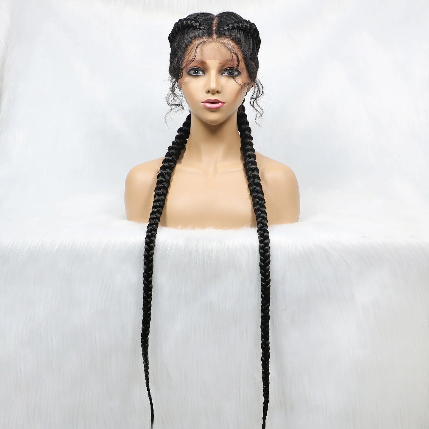 Synthetic Cornrow Braided Wig – Lace Front with Baby Hair