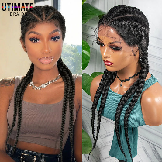 26” Synthetic Box Braids Wig – Lace Front with Baby Hair