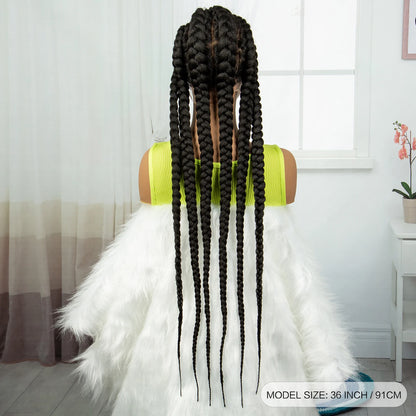 36” Cornrow Braided Full Lace Wig – Synthetic with Baby Hair