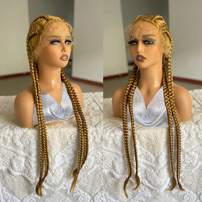 32” Synthetic 4-Twist Cornrow Braided Wig – Lace Front with Baby Hair