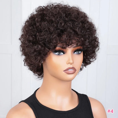 Pixie Short Afro Curly Bob Wig – Brazilian Remy Hair