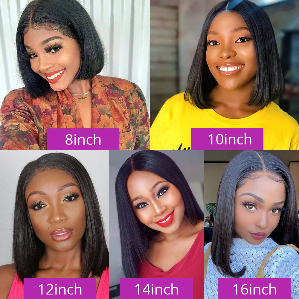 250% Density Short Bob Wig – 13x4/13x6 HD Lace, Human Hair