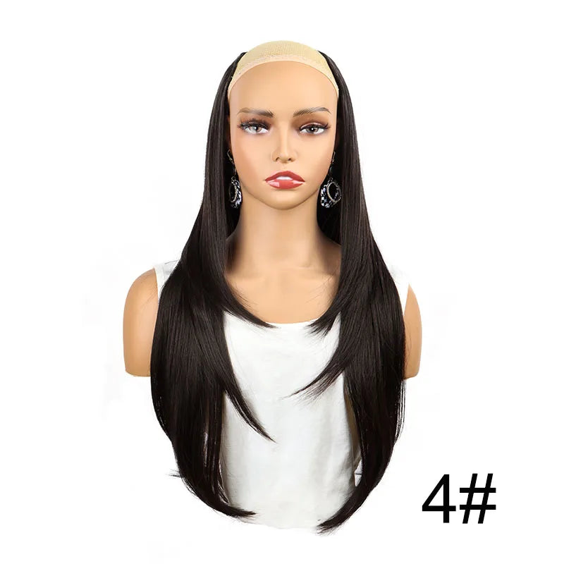WIGSIN 22” V-Shaped Layered Clip-In Wig – Long Straight Synthetic Hair