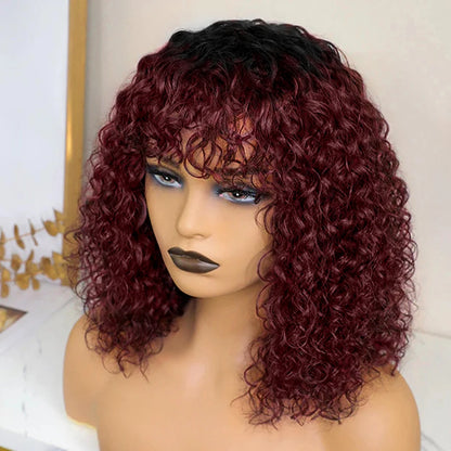 Jerry Short Pixie Bob Wig – Peruvian Human Hair, Honey Highlights