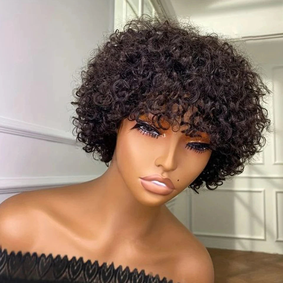 Pixie Short Afro Curly Bob Wig – Brazilian Remy Hair