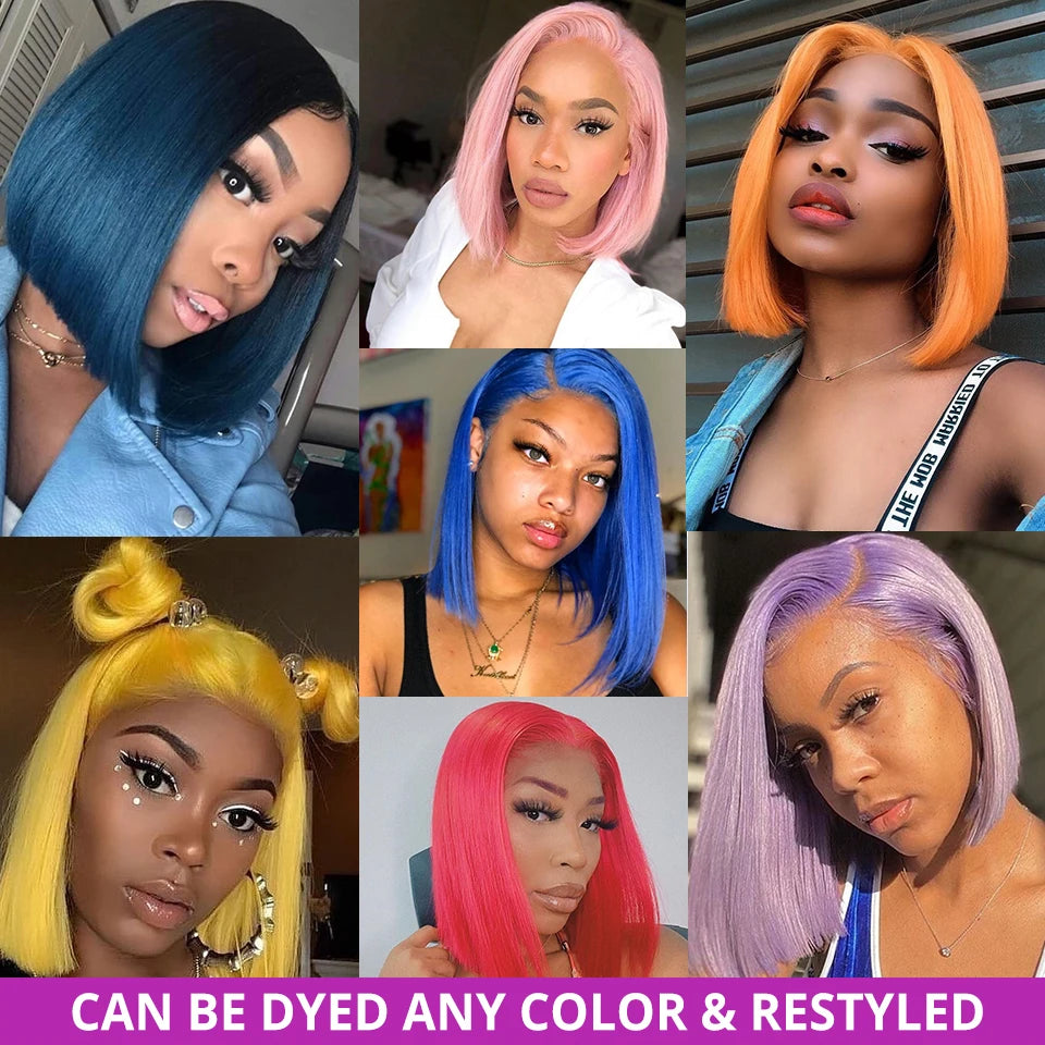 250% Density Short Bob Wig – 13x4/13x6 HD Lace, Human Hair