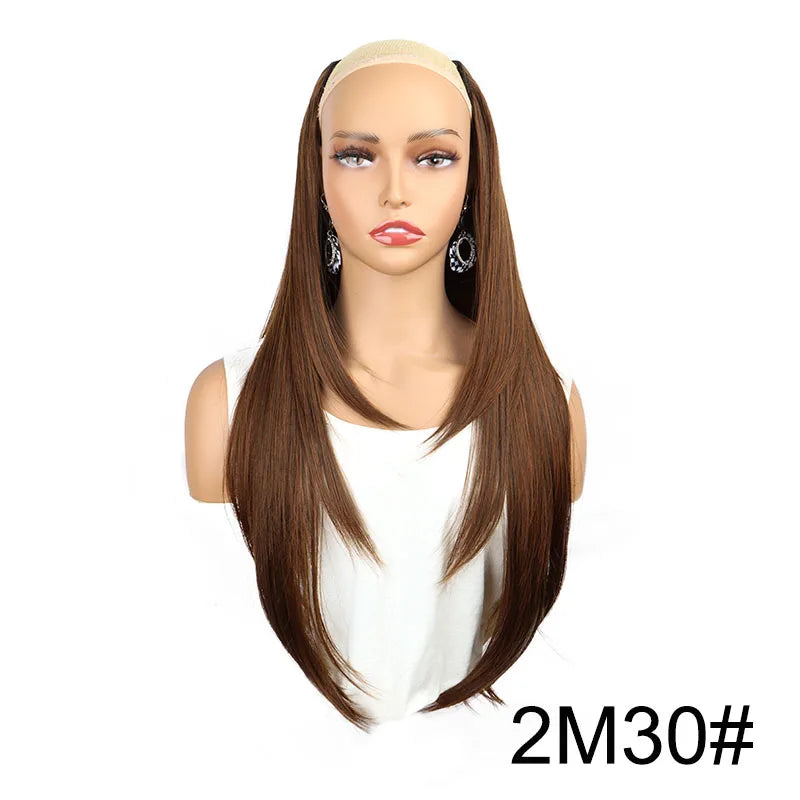 WIGSIN 22” V-Shaped Layered Clip-In Wig – Long Straight Synthetic Hair