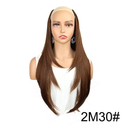 WIGSIN 22” V-Shaped Layered Clip-In Wig – Long Straight Synthetic Hair