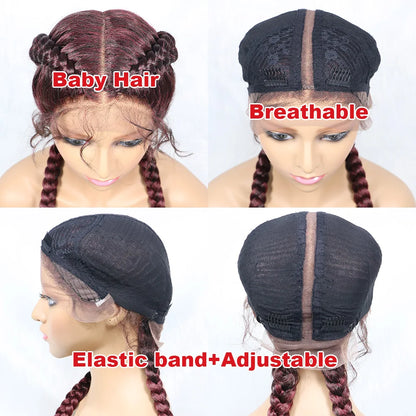 Synthetic Cornrow Braided Wig – Lace Front with Baby Hair