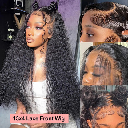 40” Deep Wave Glueless Wig – 13x4/13x6 HD Lace, Curly Human Hair