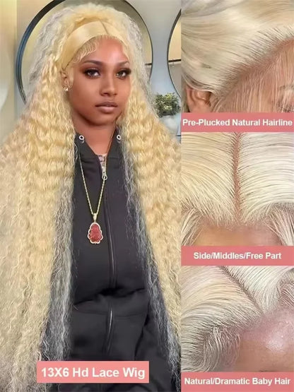 613 Honey Blonde Deep Wave Wig – 13x6/13x4 HD Lace, 220% Human Hair