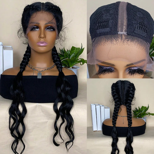 30” Synthetic Box Braid Lace Front Wig – With Baby Hair