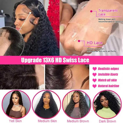 28” Deep Wave Wig – 13x6 HD Lace, 250% Human Hair, Pre-Plucked