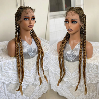 32” Synthetic 4-Twist Cornrow Braided Wig – Lace Front with Baby Hair