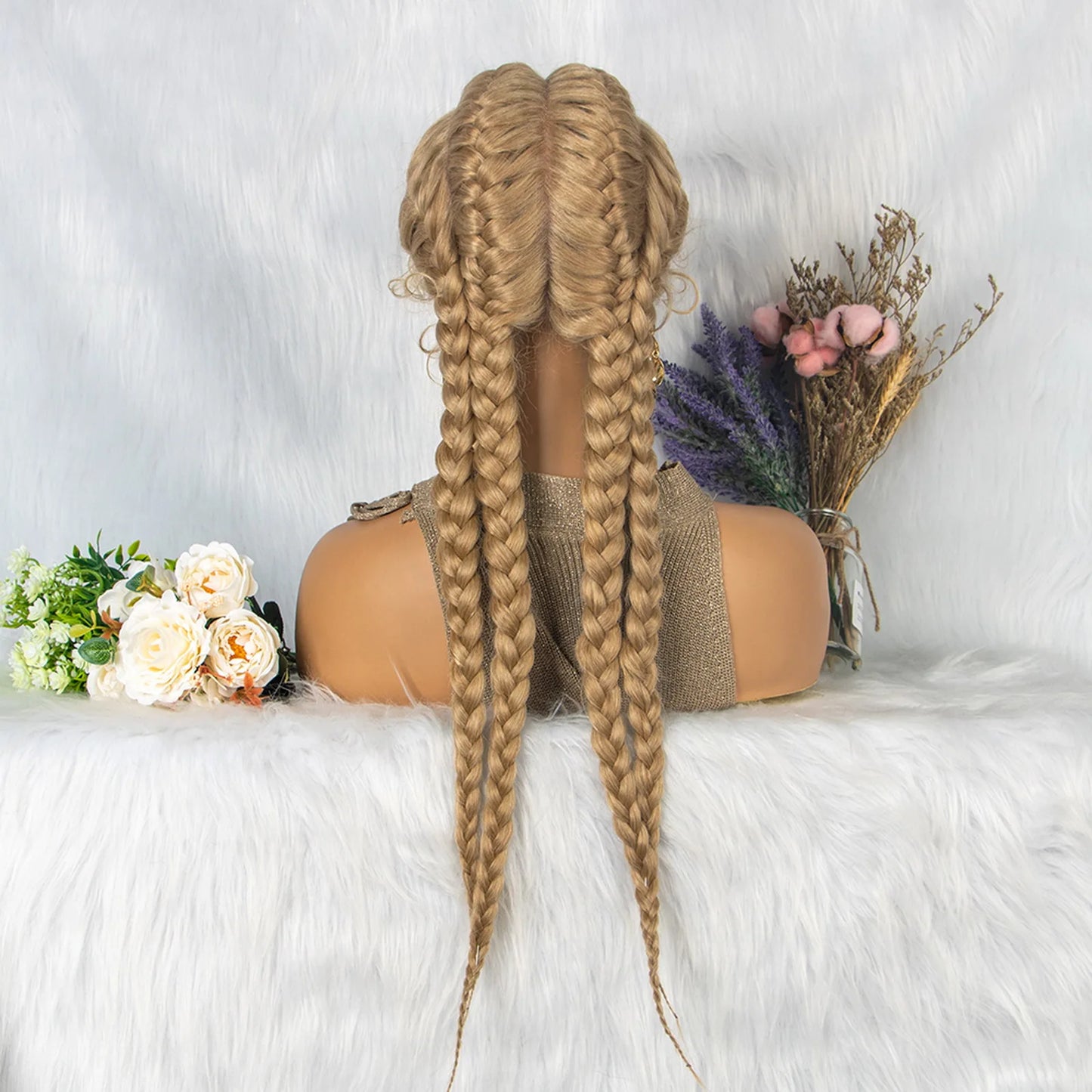 26” Synthetic Box Braids Wig – Lace Front with Baby Hair