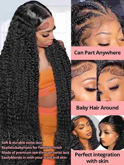 40” Deep Wave Glueless Wig – 13x4/13x6 HD Lace, Curly Human Hair