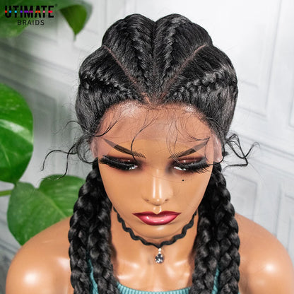 26” Synthetic Box Braids Wig – Lace Front with Baby Hair