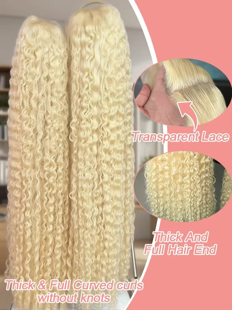 613 Honey Blonde Deep Wave Wig – 13x6/13x4 HD Lace, 220% Human Hair