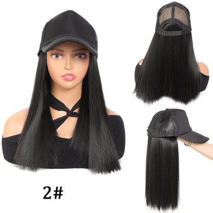 Black Duck Tongue Sponge Hat Wig – Long Straight Synthetic Hair
