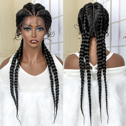 26” Synthetic Box Braids Wig – Lace Front with Baby Hair