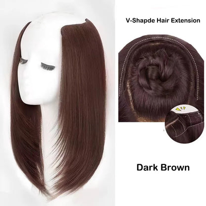 18” V-Shaped Layered Clip-In Wig – Long Straight Synthetic Hair