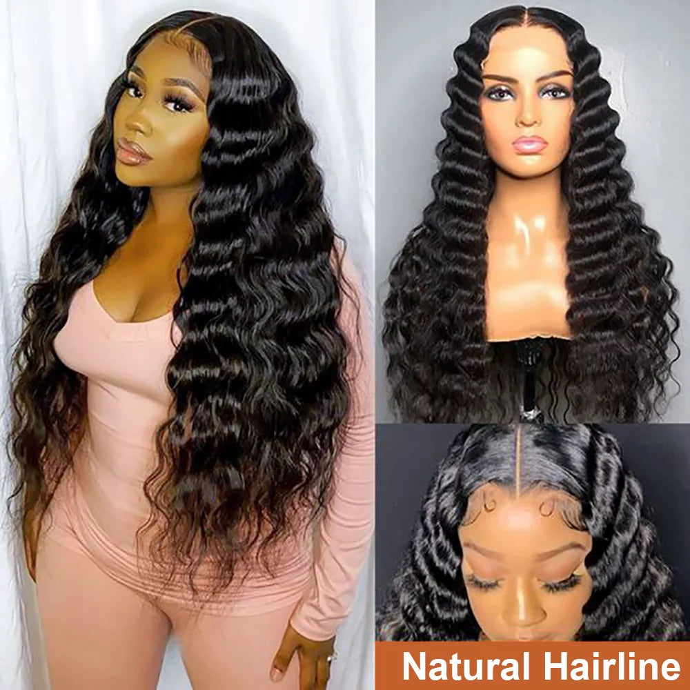34” Loose Deep Wave Wig – 13x4/13x6 Lace, Brazilian Human Hair
