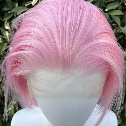 Light Pink Short Bob Wig – 13x4 Lace, Glueless Heat-Resistant Hair