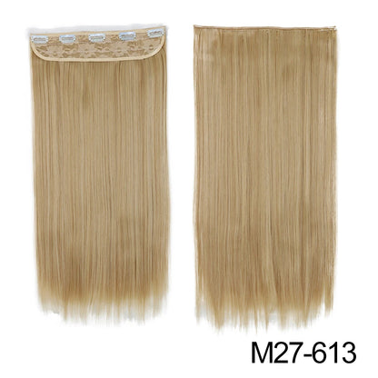 Long Straight Clip-In Hair Extension – 5 Clips, Heat-Resistant Synthetic Hair