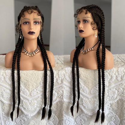 32” Synthetic 4-Twist Cornrow Braided Wig – Lace Front with Baby Hair