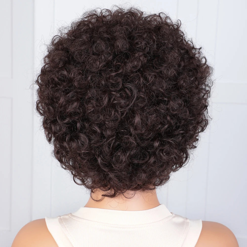 Pixie Short Afro Curly Bob Wig – Brazilian Remy Hair
