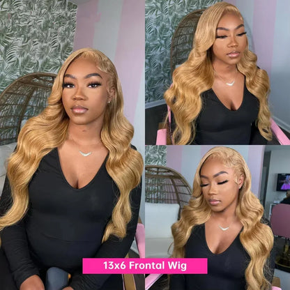 Honey Blonde Body Wave Wig – 13x6 HD Lace, Pre-Plucked Human Hair
