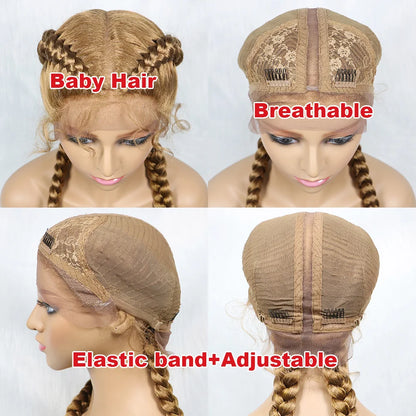 Synthetic Cornrow Braided Wig – Lace Front with Baby Hair