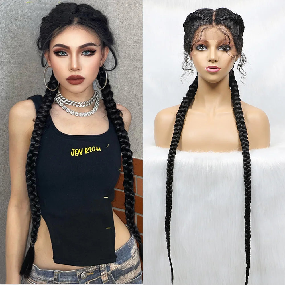 Synthetic Cornrow Braided Wig – Lace Front with Baby Hair