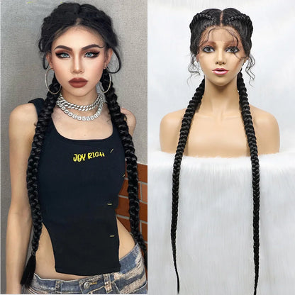 Synthetic Cornrow Braided Wig – Lace Front with Baby Hair