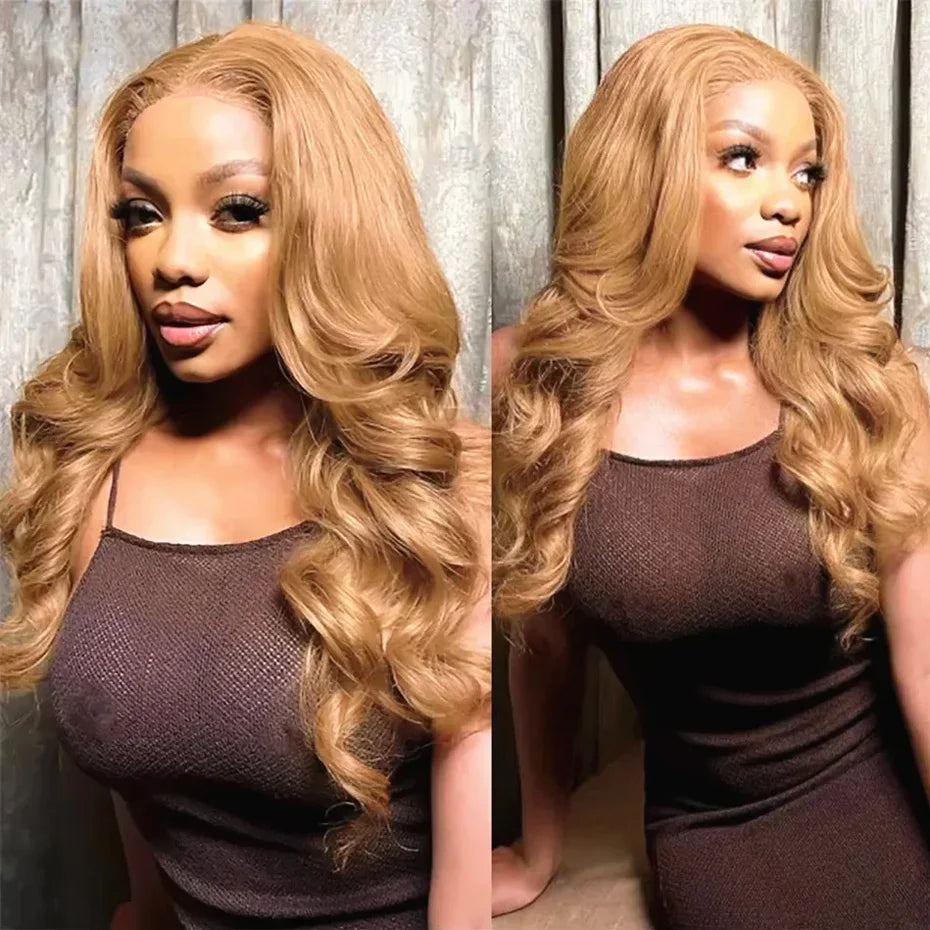Honey Blonde Body Wave Wig – 13x6 HD Lace, Pre-Plucked Human Hair