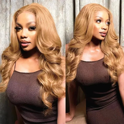 Honey Blonde Body Wave Wig – 13x6 HD Lace, Pre-Plucked Human Hair